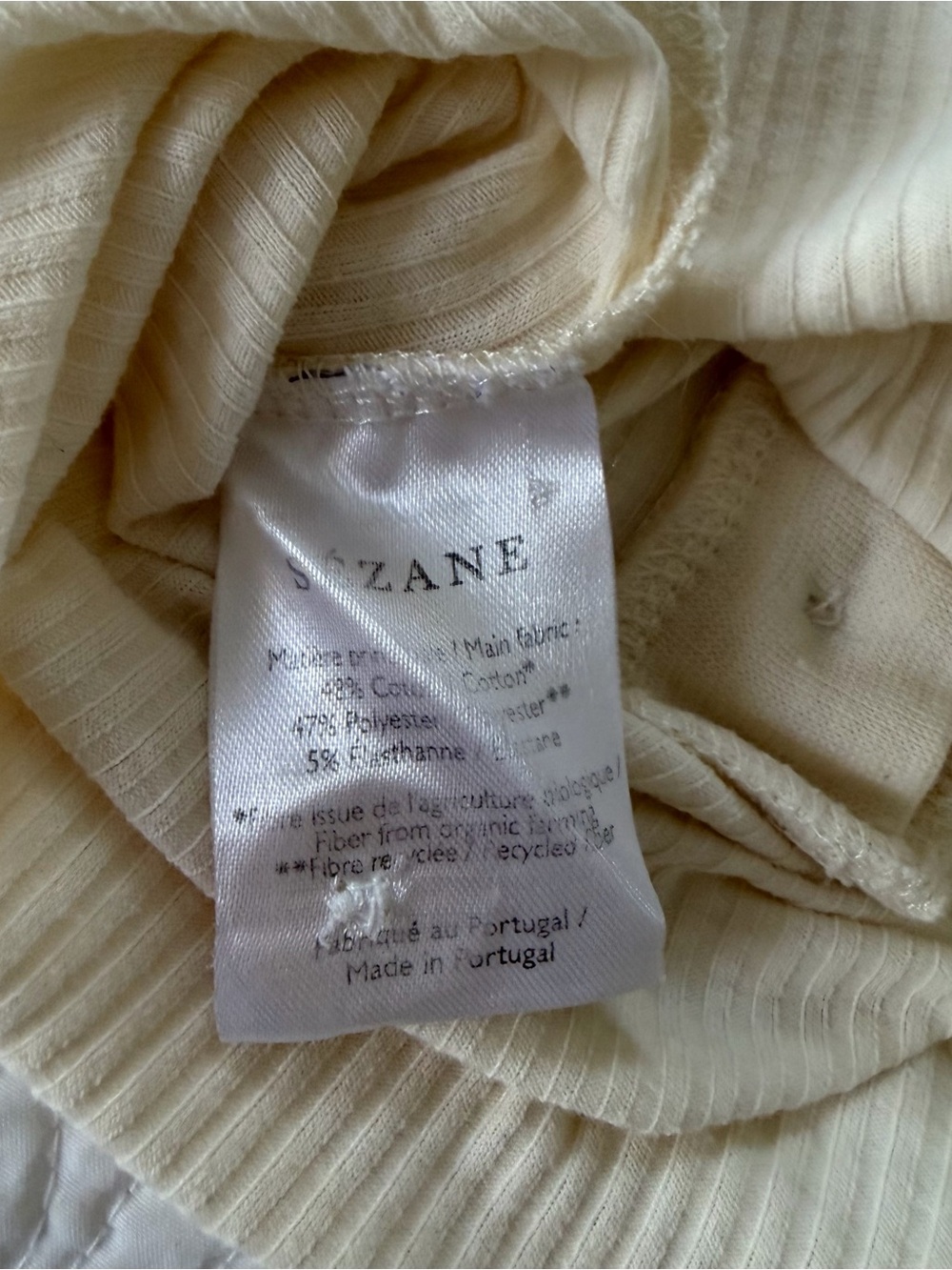 Sezane Cream Ribbed Button-Front Long-Sleeve Bodysuit - Picture 4 of 4